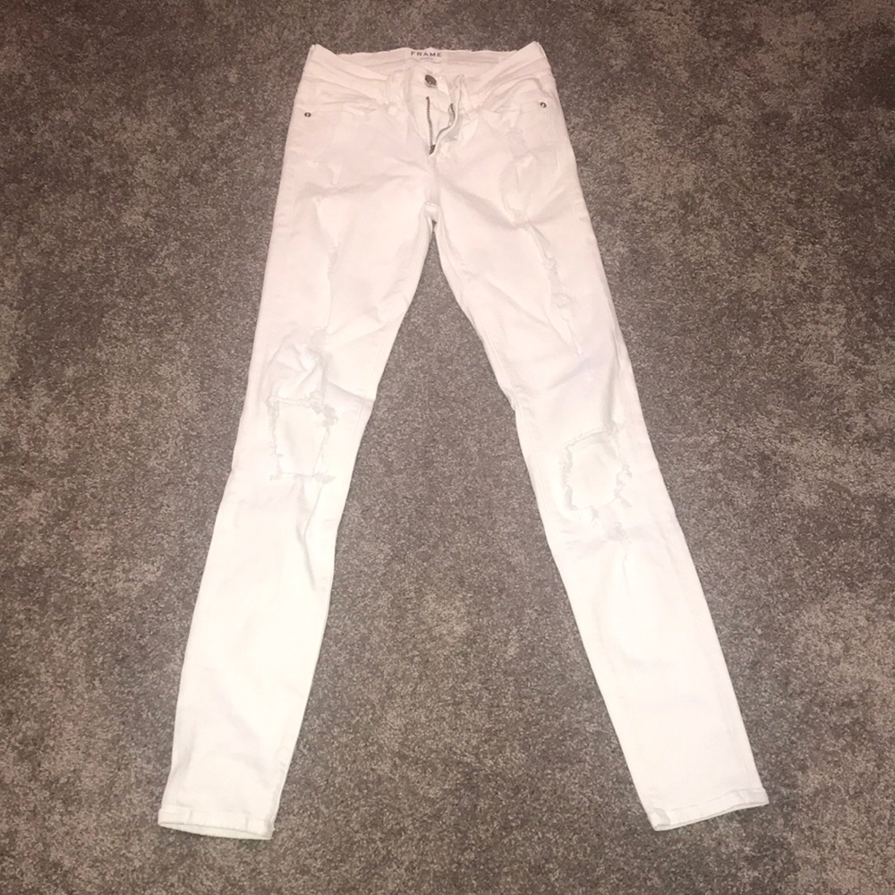LIKE NEW Frame White Distressed Jeans